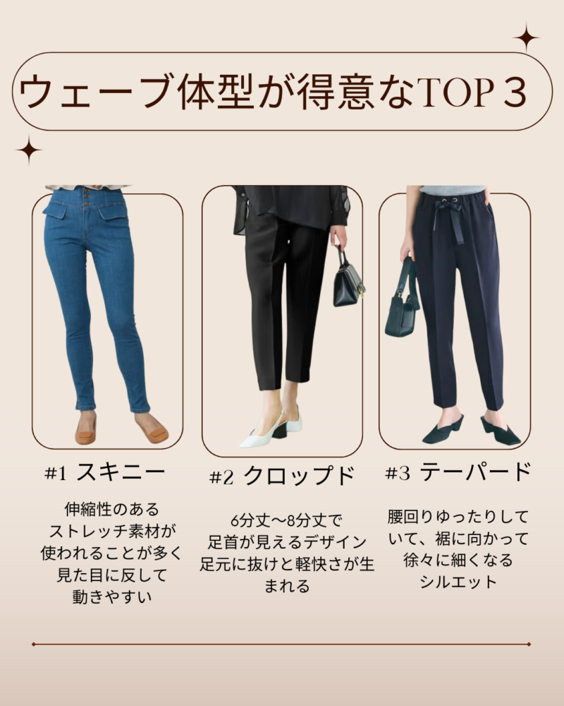 骨格ウェーブのパンツ事故を回避！2026最新の着痩せ名品と正解術