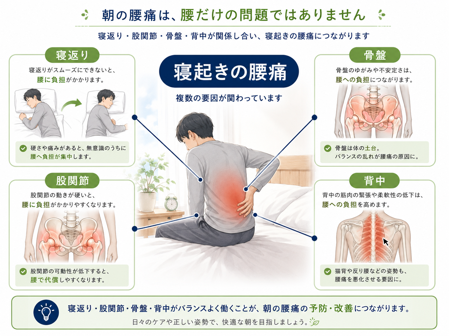 寝起きに腰が痛い決定打は？朝1分ストレッチと寝具の落とし穴を徹底解説