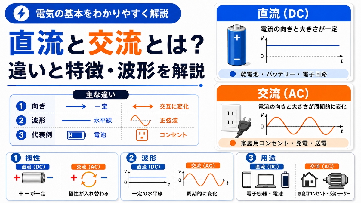 直流と交流の違いを徹底解説｜コンセントが交流でスマホが直流な理由