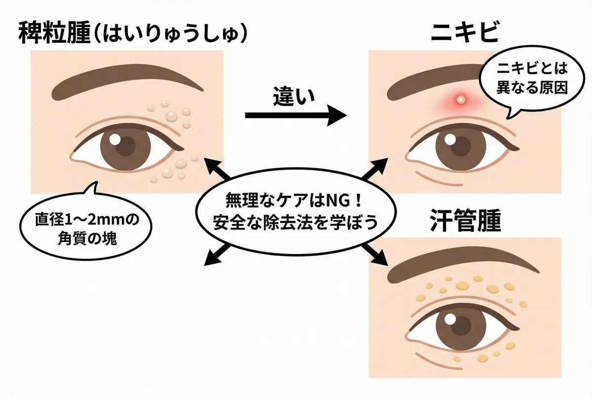 目の周りの白いポツポツ「稗粒腫」の治療法｜保険適用と費用相場解析