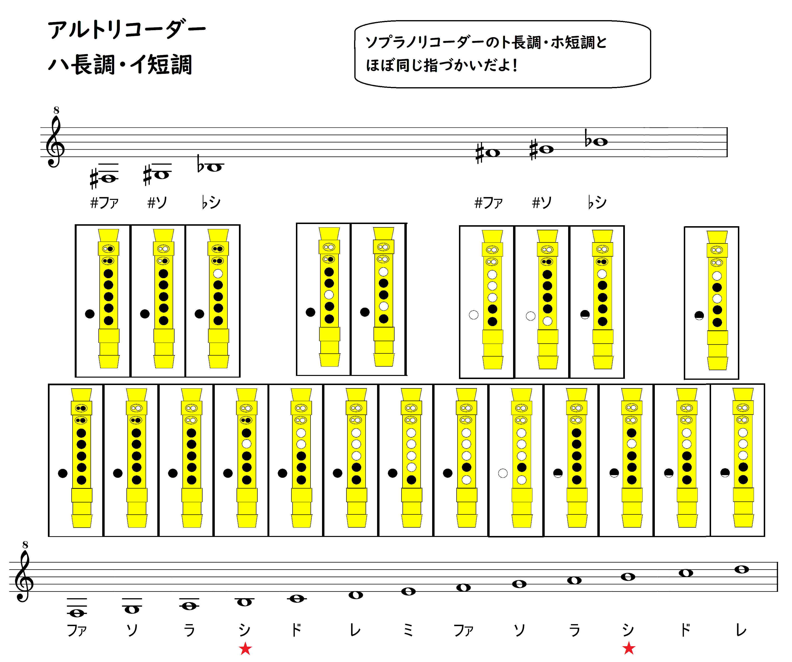 アルトリコーダー運指表と指使い完全攻略！ソプラノとの違いや高音のコツ