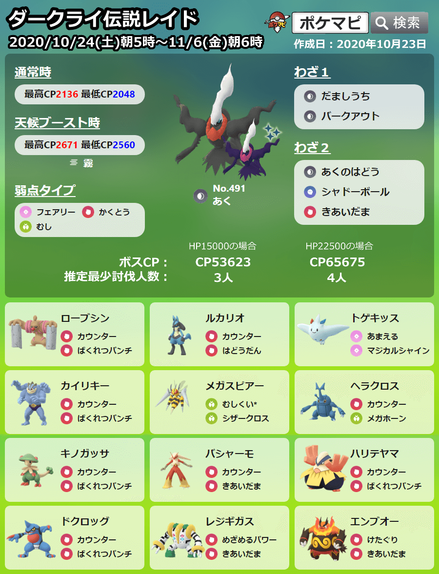 ポケモンGoダークライ完全攻略！対策・個体値100と捕獲の極意