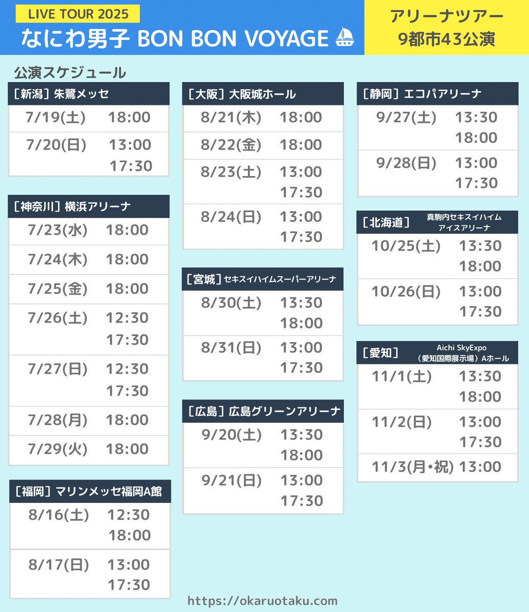 なにわ男子ライブ日程2026最新まとめ！倍率と会場・一般発売の真相