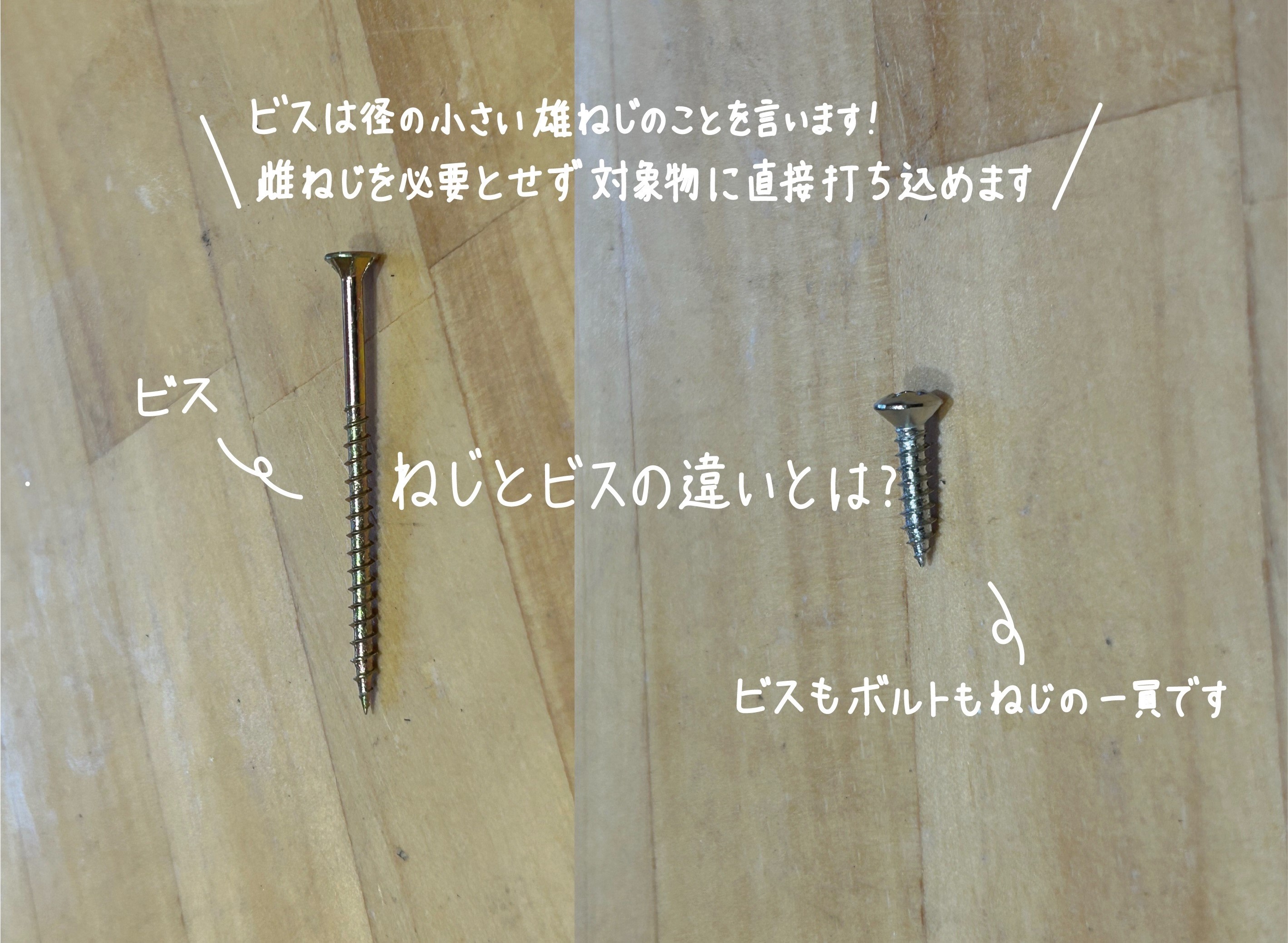 ビスとは？ネジ・ボルトとの違いや種類・下穴の極意をプロが徹底解説