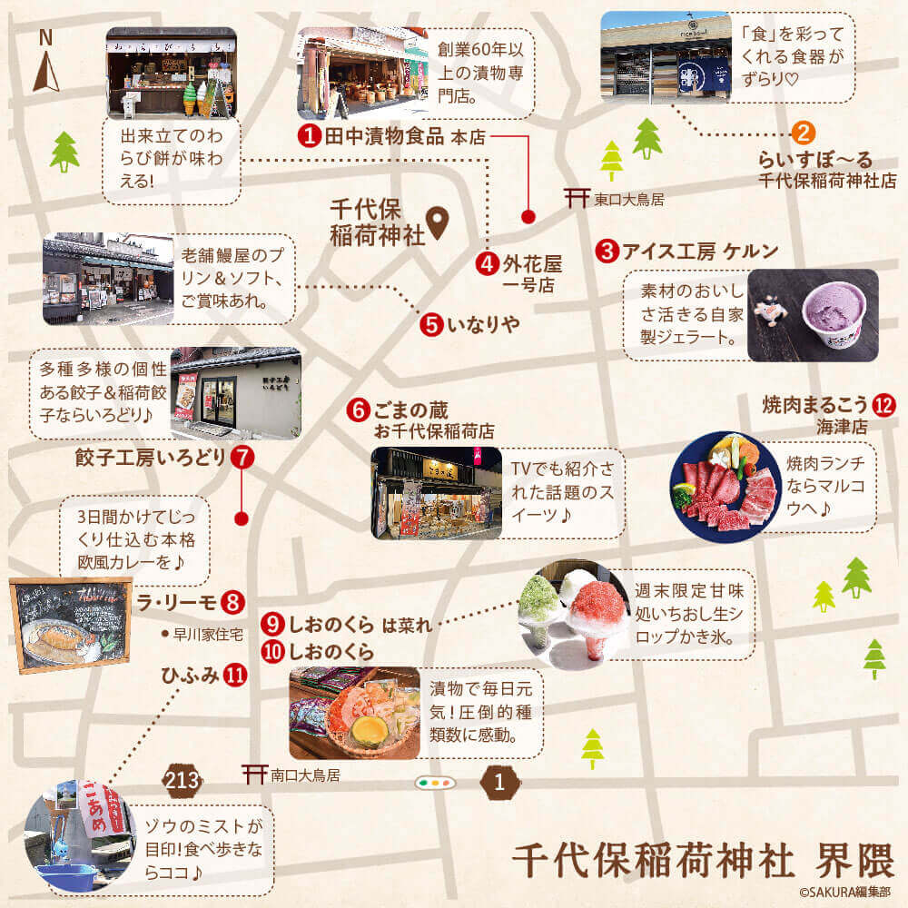 おちょぼ稲荷食べ歩きマップ2026！名物串カツから草餅まで完全網羅