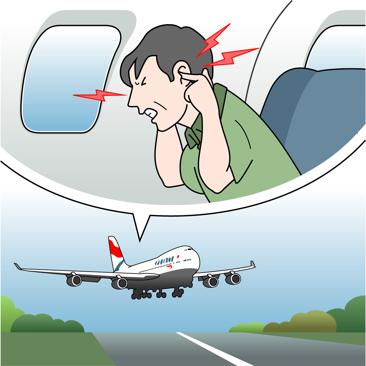 飛行機を降りても耳が痛い！治らない原因と航空性中耳炎の対処法