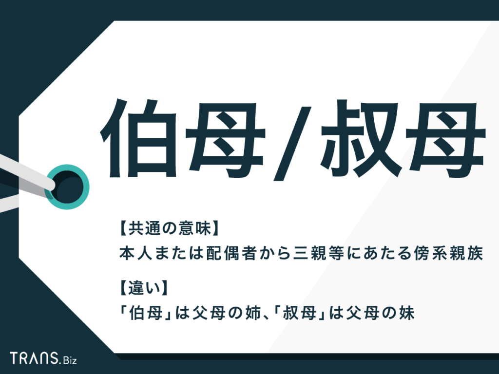 叔母とは誰？伯母との違いや親等・相続権から冠婚葬祭マナーまで解説