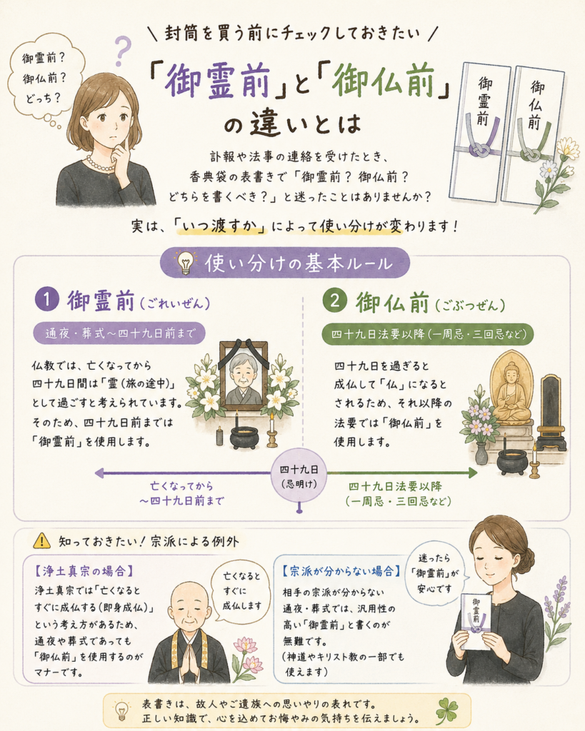御霊前と御仏前の違いは四十九日！宗派別の落とし穴と香典マナー