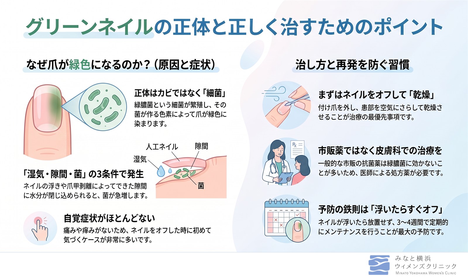グリーンネイルの正しい治し方とは？自力で削る危険性と皮膚科の治療基準