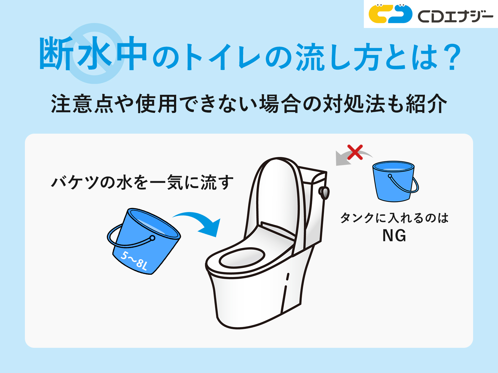 断水時のトイレの流し方完全ガイド！故障と逆流を防ぐバケツ注水と手順