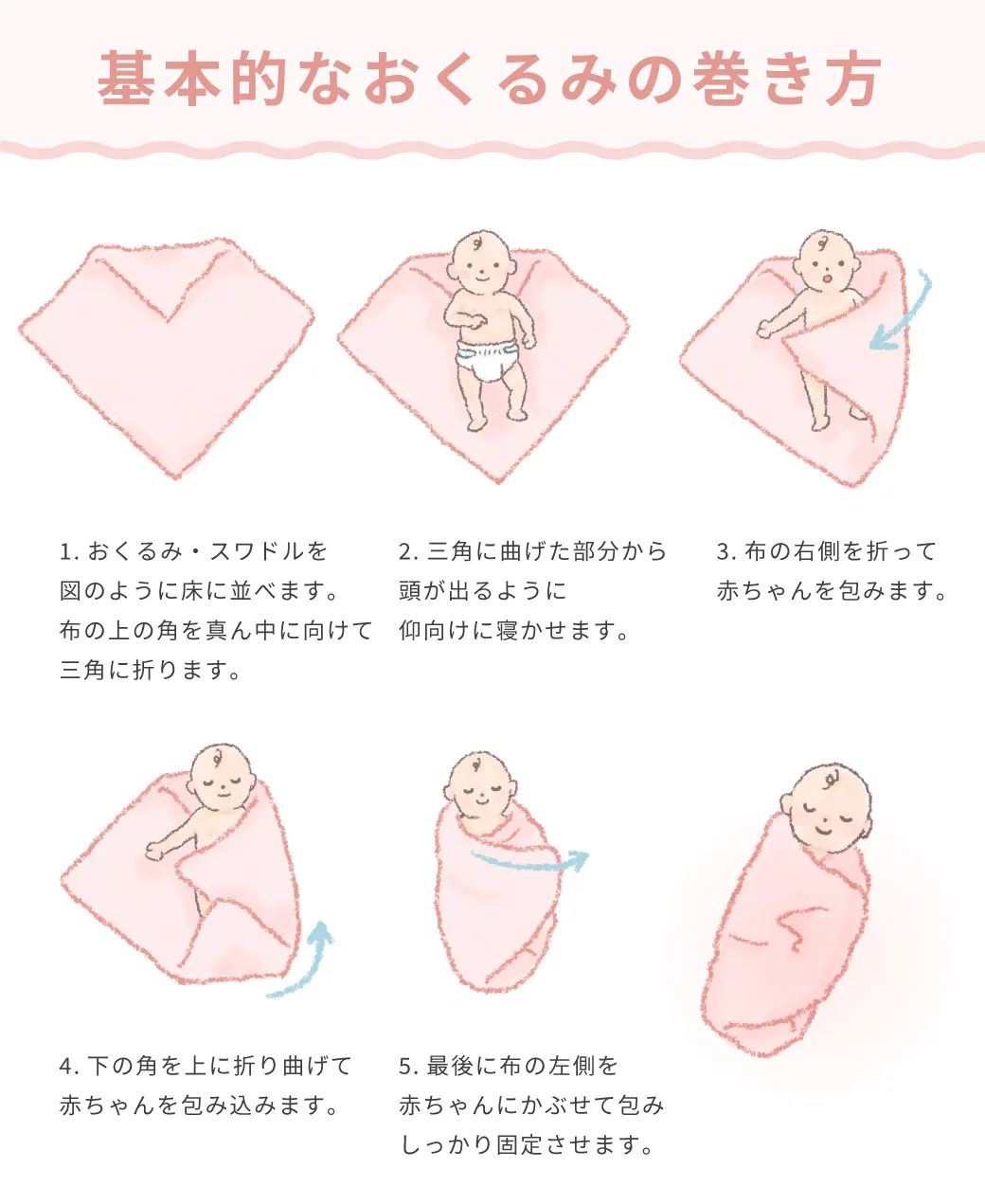 バスタオルでおくるみ！新生児が熟睡する巻き方とおひなまきのコツ