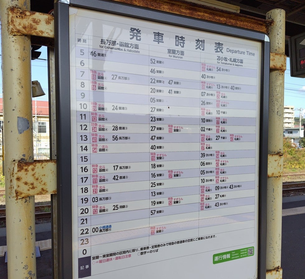 東室蘭駅の時刻表2026最新！特急北斗・すずらん乗換の罠とダイヤ