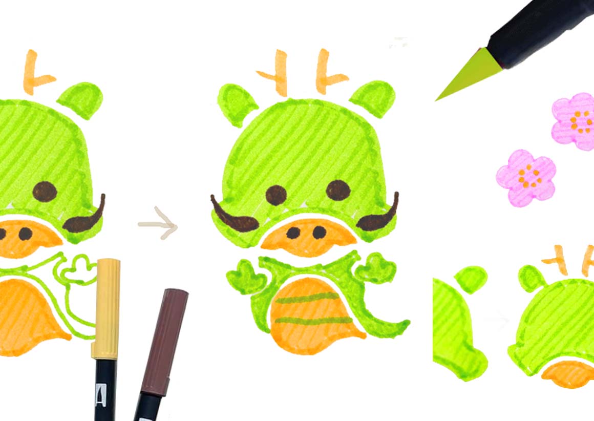 辰年手書きイラスト決定版！3ステップで描ける簡単かわいい龍のコツ