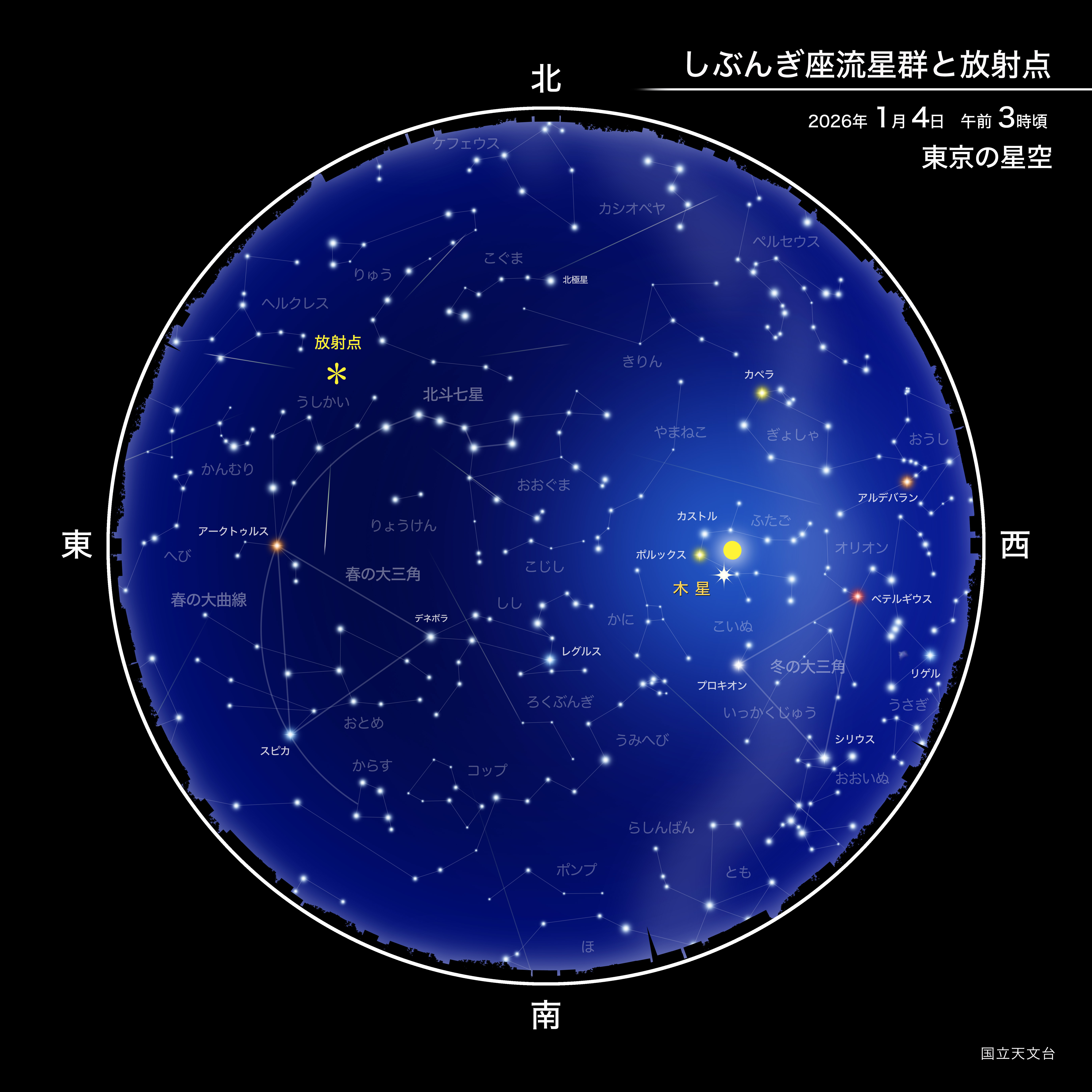 しぶんぎ座流星群2026観測完全ガイド！極大時間と方角の全貌