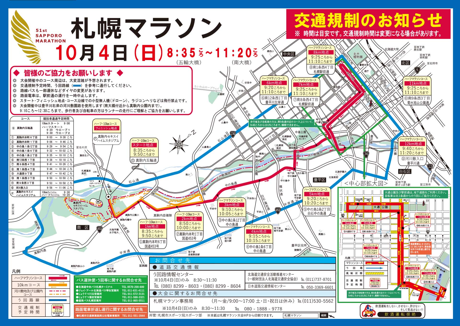 札幌マラソン交通規制2026最新！通行止め時間帯と迂回路の全貌