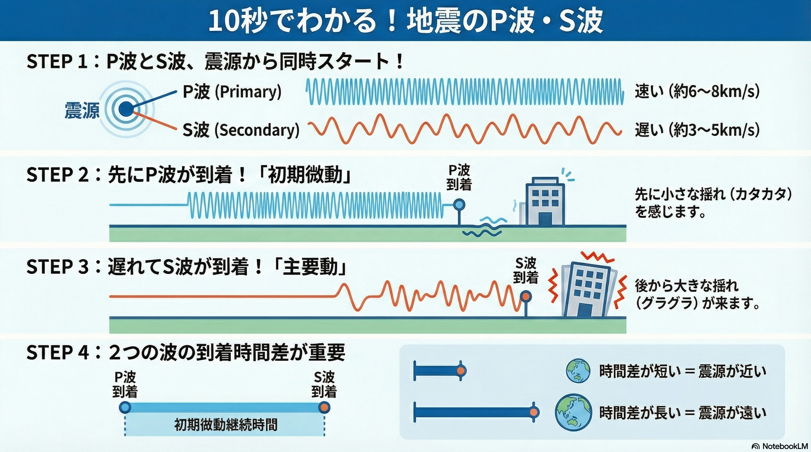 地震のP波とS波の違いとは？速度差の謎と緊急地震速報の仕組み